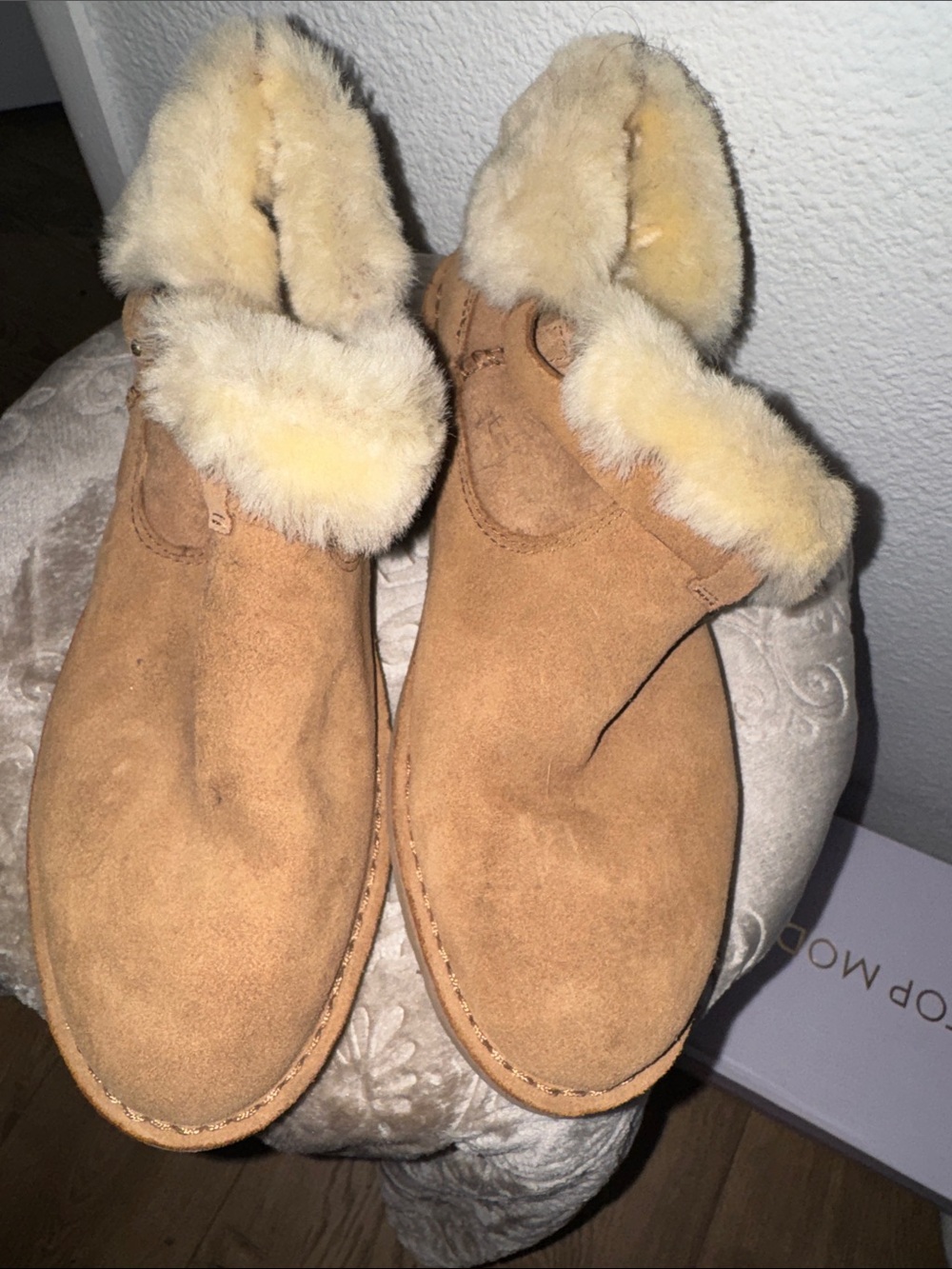 UGG Chestnut Suede Shearling Ankle Slippers